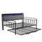 King Single Daybed with Trundle – Charging Ports, LED Frame, Storage Headboard
