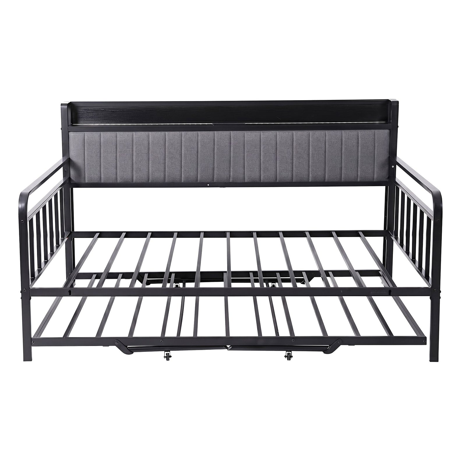 King Single Daybed with Trundle – Charging Ports, LED Frame, Storage Headboard