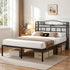 Artiss Queen Bed Frame with Charging Station – WAVE Storage Headboard Black