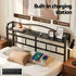 Artiss Queen Bed Frame with Charging Station – WAVE Storage Headboard Black