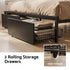 Double Metal Bed Frame – LED, Charging Ports, Drawers, Industrial Black