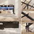 Double Metal Bed Frame – LED, Charging Ports, Drawers, Industrial Black