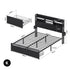 King Metal Bed Frame – LED, Charging Ports, Drawers, Industrial Black