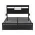 Queen Metal Bed Frame – LED, Charging Ports, Drawers, Industrial Black