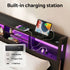 Queen Metal Bed Frame – LED, Charging Ports, Drawers, Industrial Black