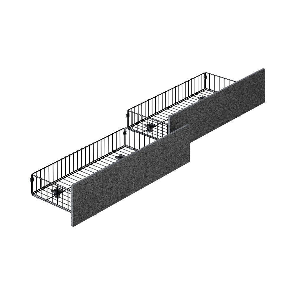 2x Trundle Drawers for Bed Frame w/ Wheels Storage Metal Grey