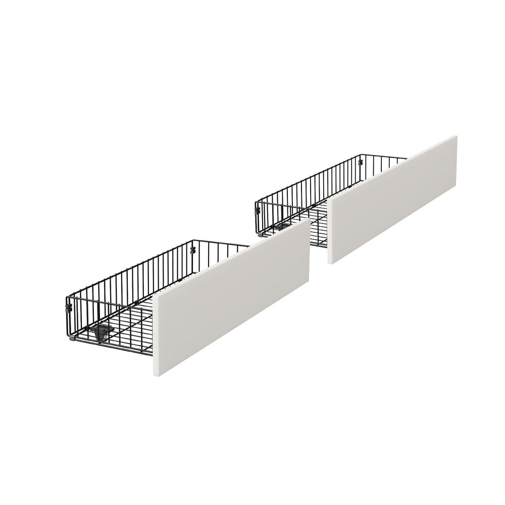 Oikiture 2 Pack Under Bed Storage Drawers on Wheels Metal Frame Drawers Beige