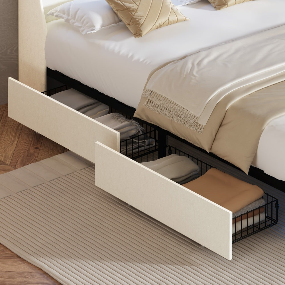 4x Trundle Drawers for Bed Frame Beige