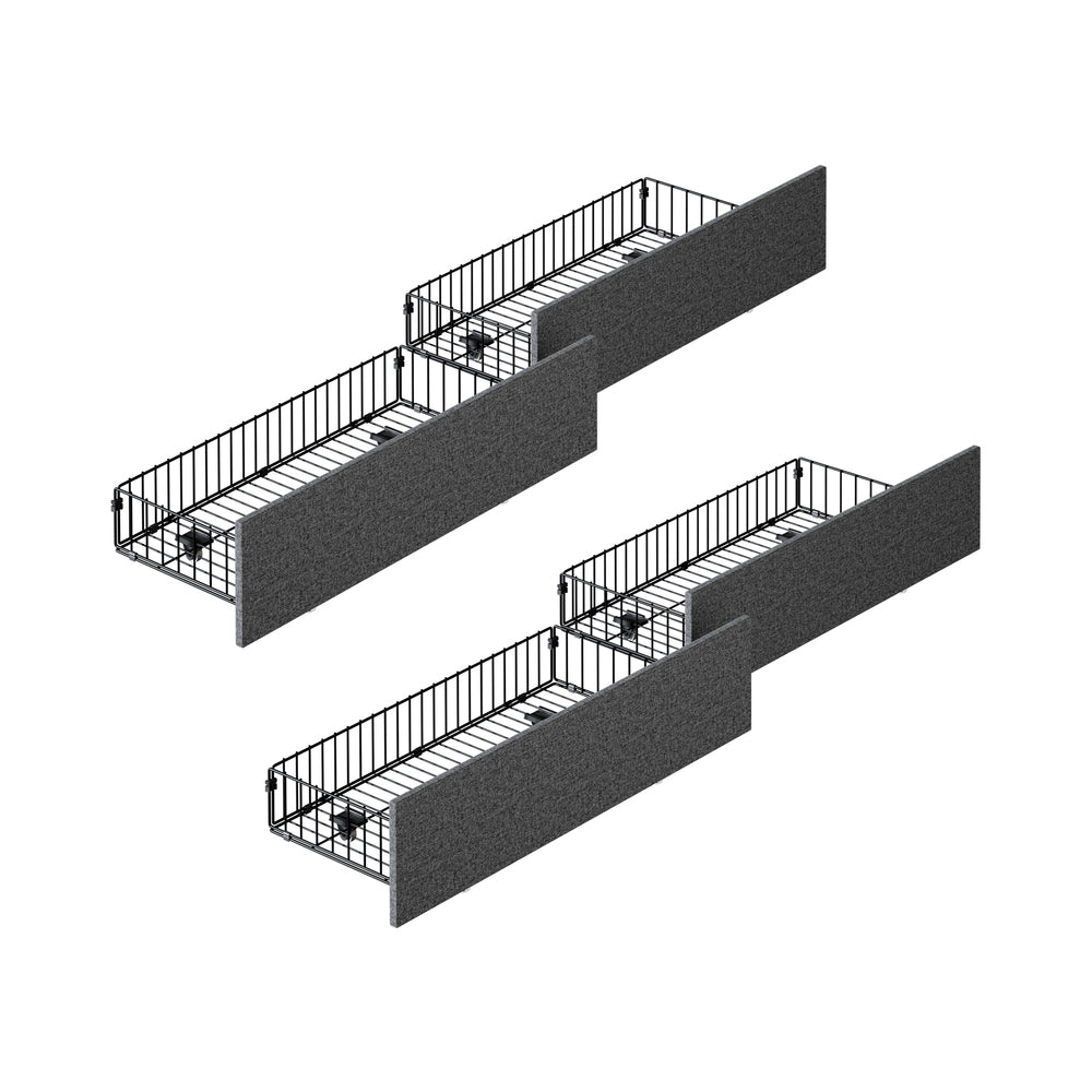 4x Trundle Drawers for Bed Frame w/ Wheels Storage Metal Grey