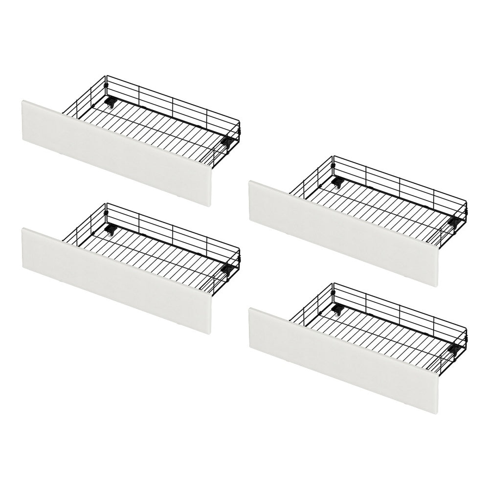 Bed Frame Trundle Storage Metal Drawers Set of 4 White