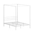 Canopy Bed Frame Double – White Metal Platform with 183cm Tall Frame