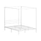 Canopy Bed Frame Queen – White Metal Platform with 183cm Tall Frame