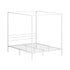 Canopy Bed Frame Queen – White Metal Platform with 183cm Tall Frame