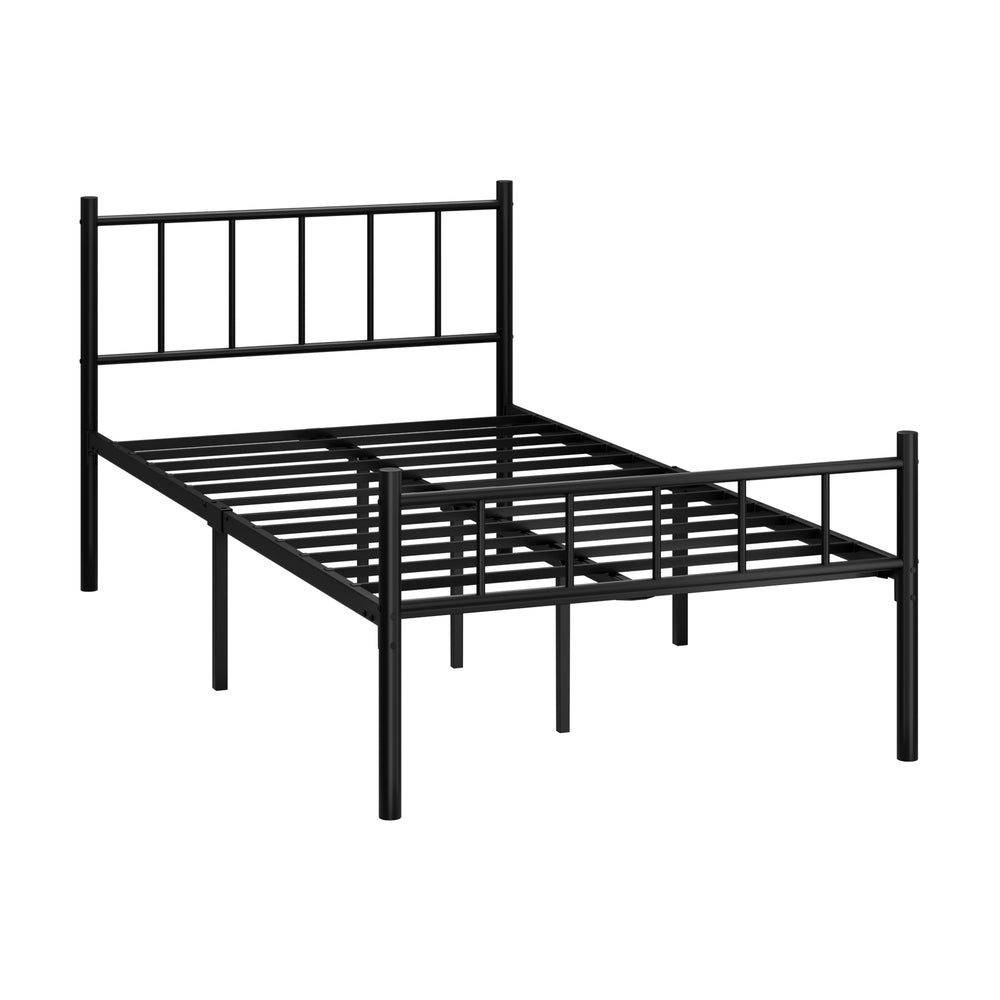 Oikiture Bed Frame King Single Metal Base Platform Foundation Black