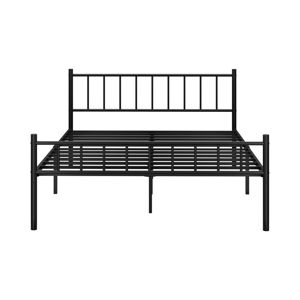 Queen Metal Bed Frame – Black 209×153cm Platform Base with Rails 300kg