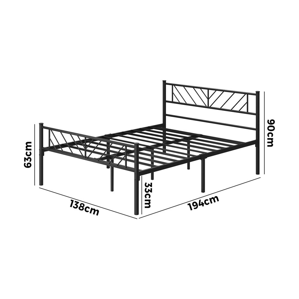Metal Bed Frame Double Size Bed Base Platform Black SIS