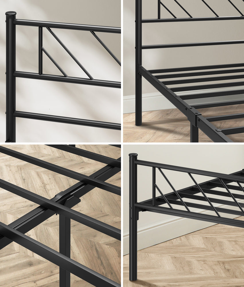 Metal Bed Frame King Single Bed Base Platform Black SIS