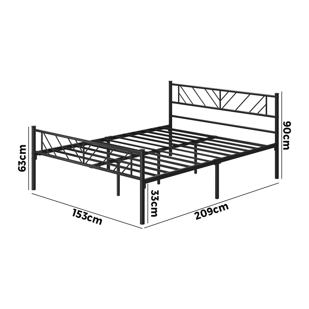 Metal Bed Frame Queen Size Bed Base Platform Black SIS