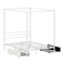 Canopy Double Bed Frame with 2 Drawers in White, Metal, 300kg
