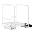 Canopy Double Bed Frame with 2 Drawers in White, Metal, 300kg