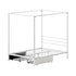Canopy Double Bed Frame with 2 Drawers in White, Metal, 300kg