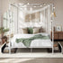 Canopy Double Bed Frame with 2 Drawers in White, Metal, 300kg