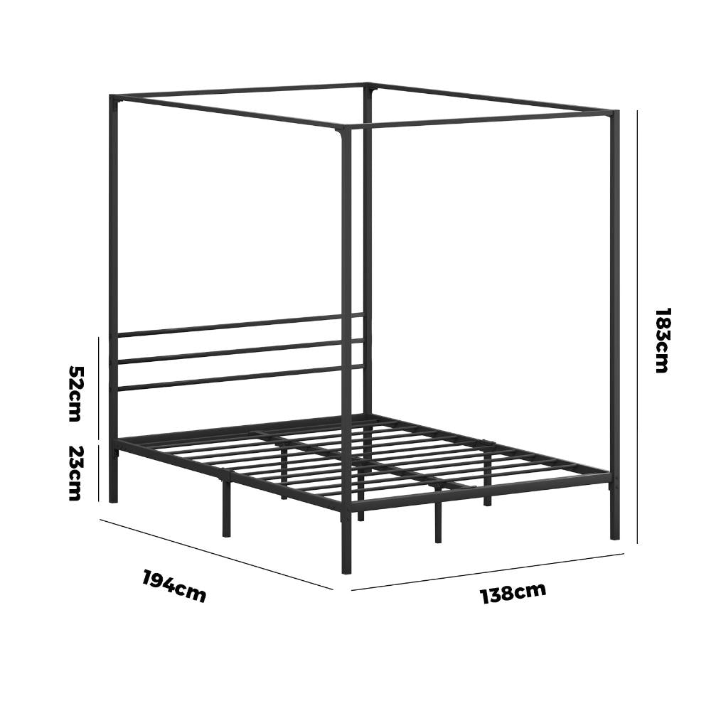 Metal Canopy Bed Frame Double Size Platform