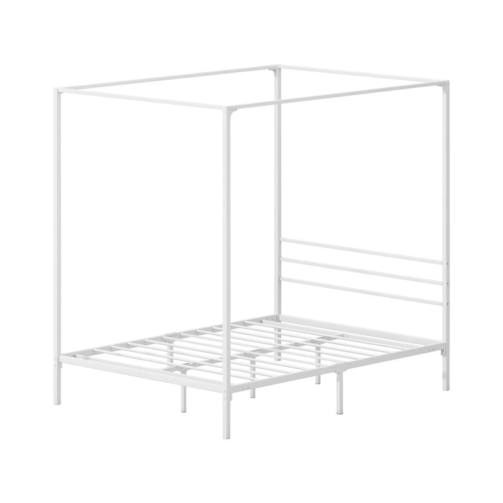 Metal Canopy Bed Frame Double Size White