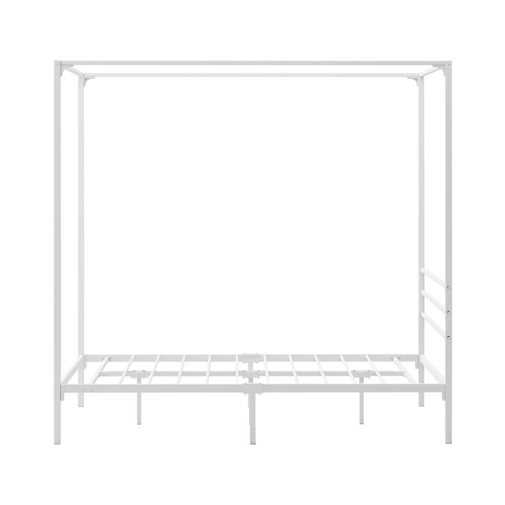 Metal Canopy Bed Frame Double Size White