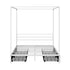 Canopy Queen Bed Frame with 4 Drawers White