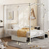Canopy Single Bed Frame with 2 Drawers White