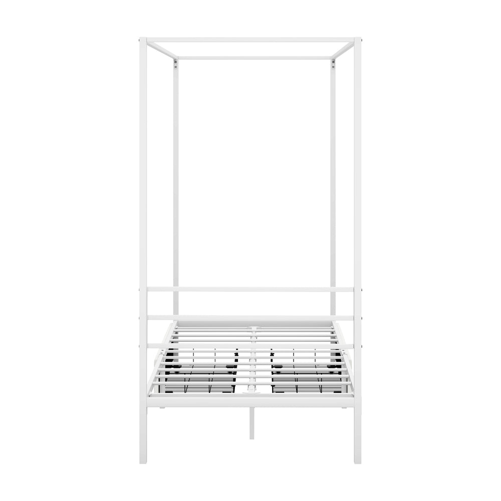 Canopy Single Bed Frame with 2 Drawers White