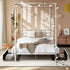 Canopy Single Bed Frame with 2 Drawers White