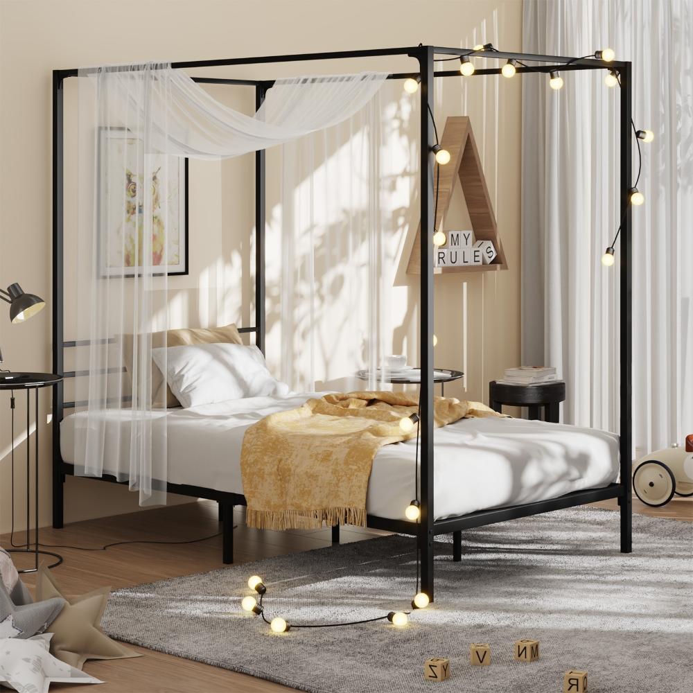 Metal Canopy Bed Frame Single Size Platform