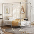 Metal Canopy Bed Frame Single Size White