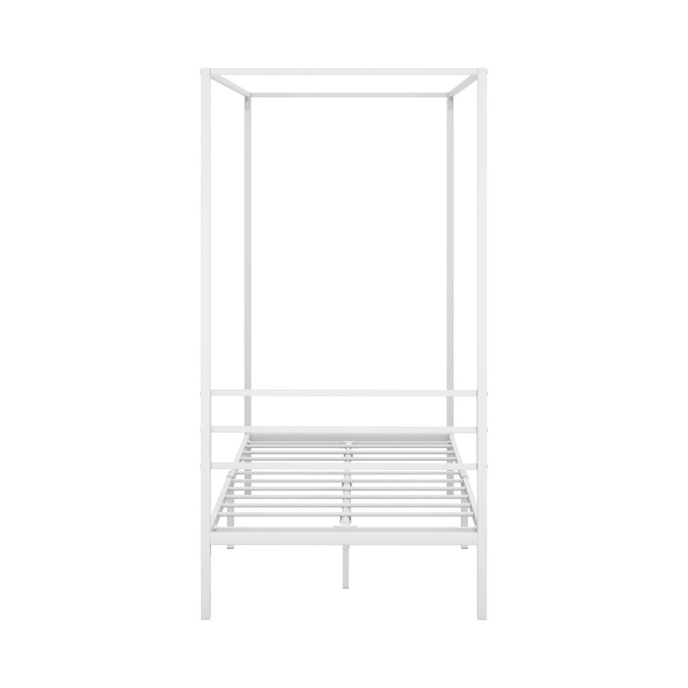 Metal Canopy Bed Frame Single Size White