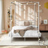 Metal Canopy Bed Frame Single Size White
