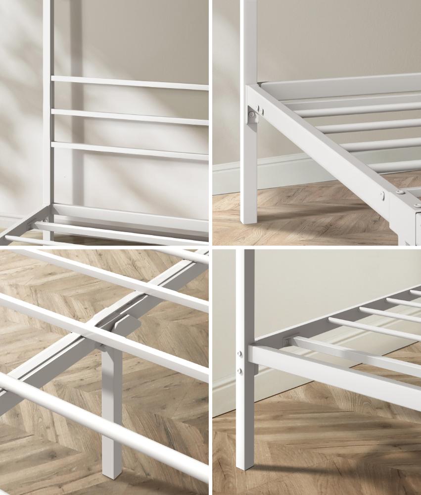 Metal Canopy Bed Frame Single Size White
