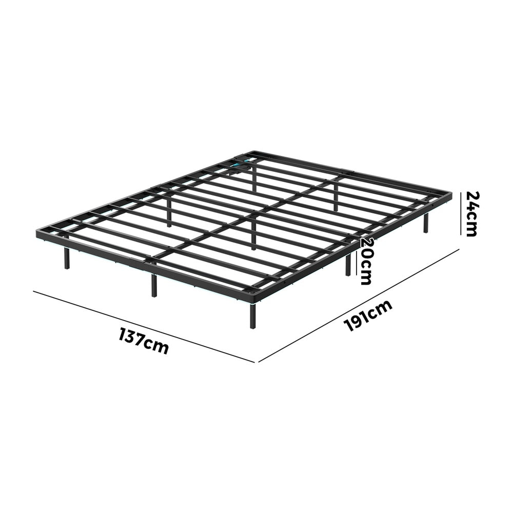 Oikiture Floating Double Metal Bed Frame LED Light AC USB Black