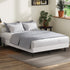 Double Ensemble Metal Bed Base, Fabric Cover Platform Bed, Grey Colour