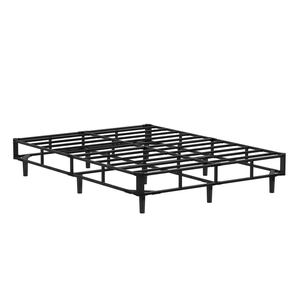 Double Ensemble Metal Bed Base, Fabric Cover Platform Bed, Grey Colour
