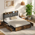 Double Metal Bed Frame Storage Headboard AC USB Charge