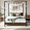 Queen Canopy Bed Frame Metal Platform Bed Black Luxury Bedroom Frame 300kg