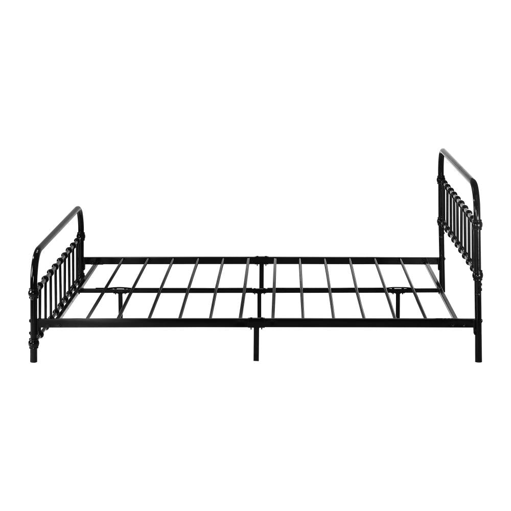 Metal Bed Frame Double Size Railing-style Black