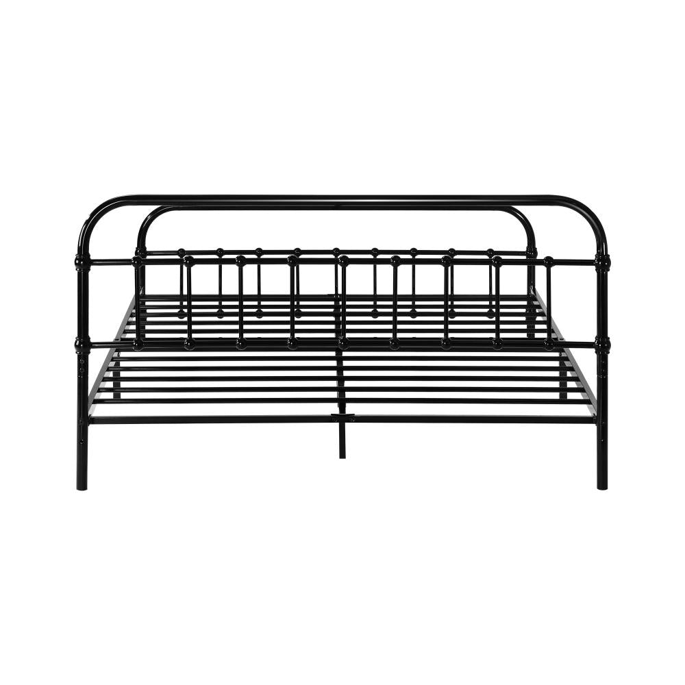 Metal Bed Frame Double Size Railing-style Black