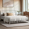 Oikiture Double Metal Bed Frame White Vintage Platform Mattress Base
