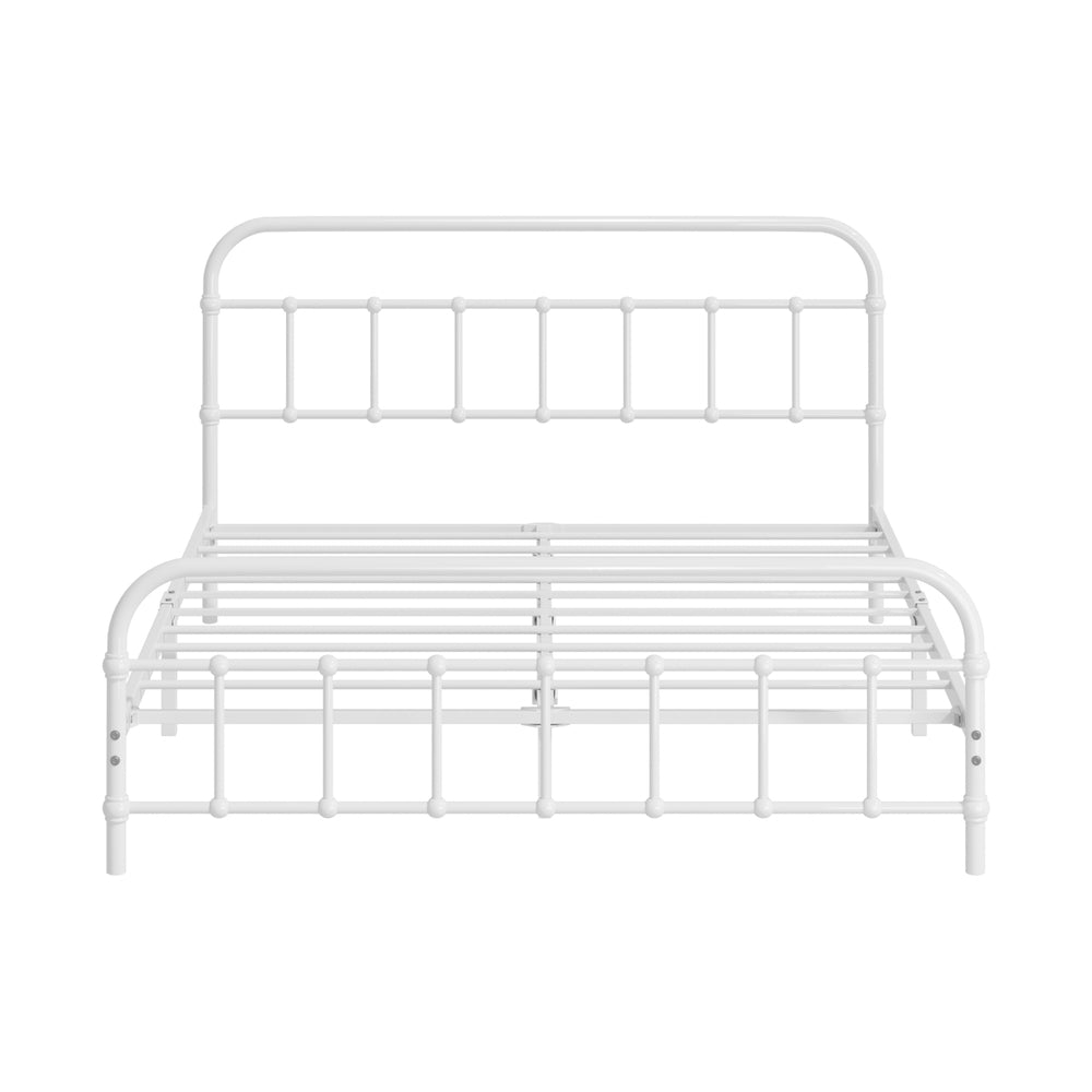Bed Frame Metal Double Size Bed Platform White
