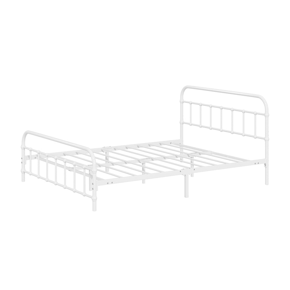 Bed Frame Metal Double Size Bed Platform White