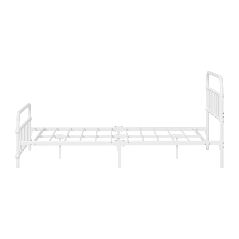 Bed Frame Metal Double Size Bed Platform White