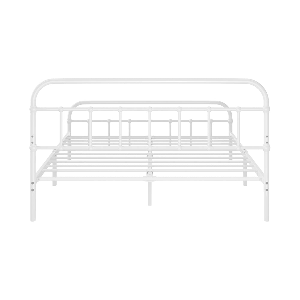Bed Frame Metal Double Size Bed Platform White